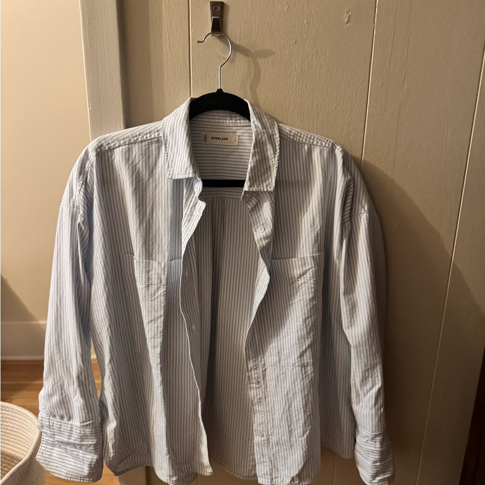 Everlane Light Blue Striped Oxford Shirt Women’s